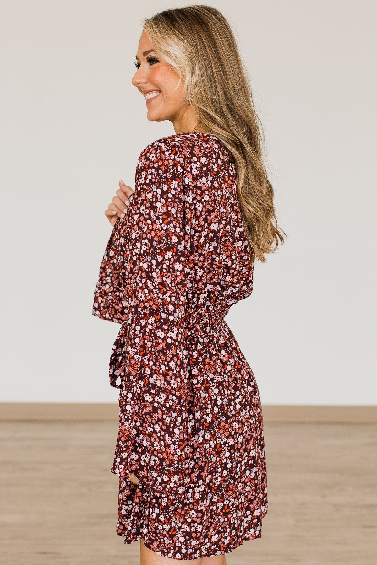 Live Your Dreams Floral Dress- Maroon