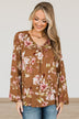 Lost On You Floral Blouse- Brown