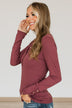 Give Your Best Long Sleeve Henley Top- Brick