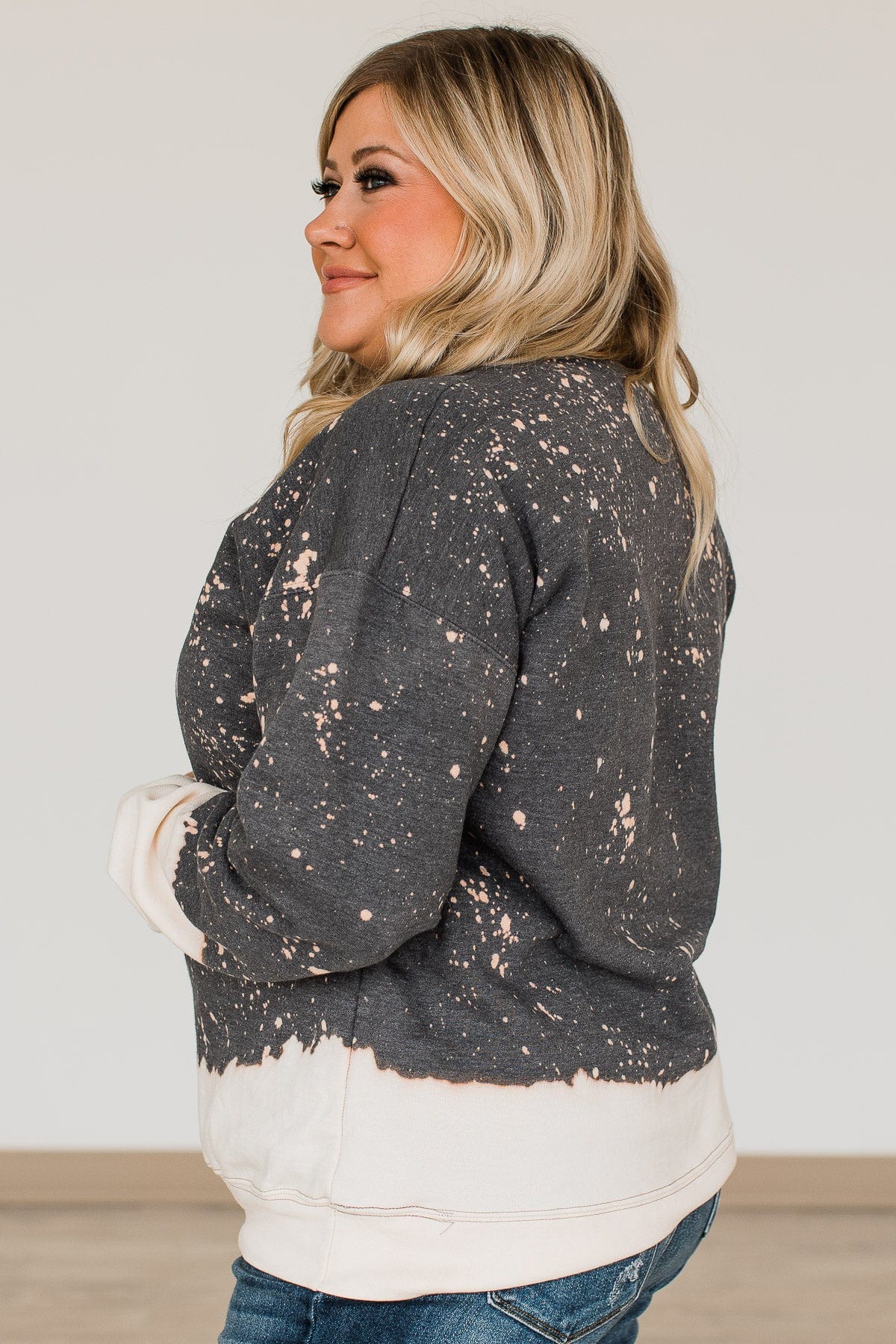 "Wild + Free" Crew Neck Pullover- Charcoal