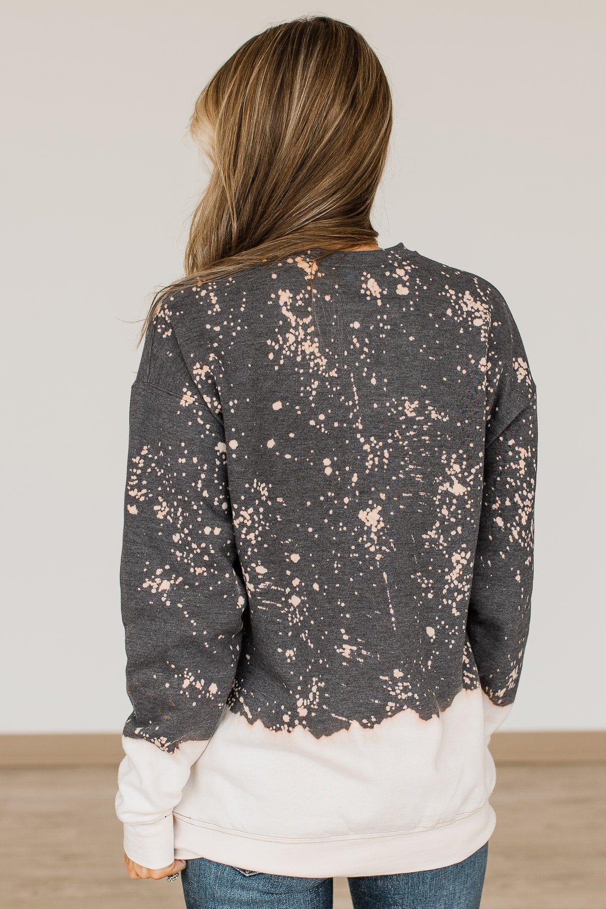 "Wild + Free" Crew Neck Pullover- Charcoal