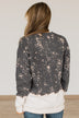 "Wild + Free" Crew Neck Pullover- Charcoal
