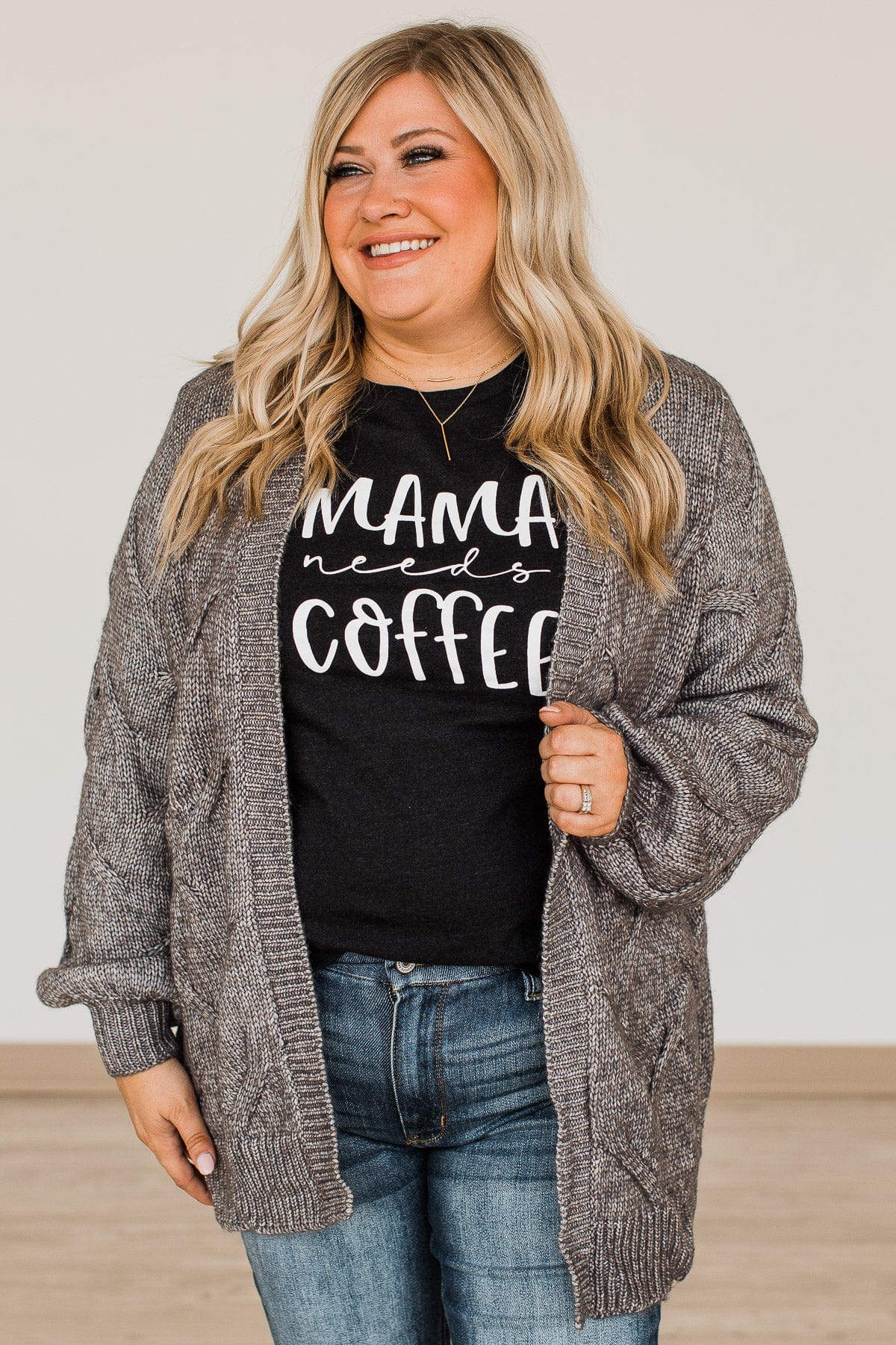 Make Your Own Path Knit Cardigan- Charcoal
