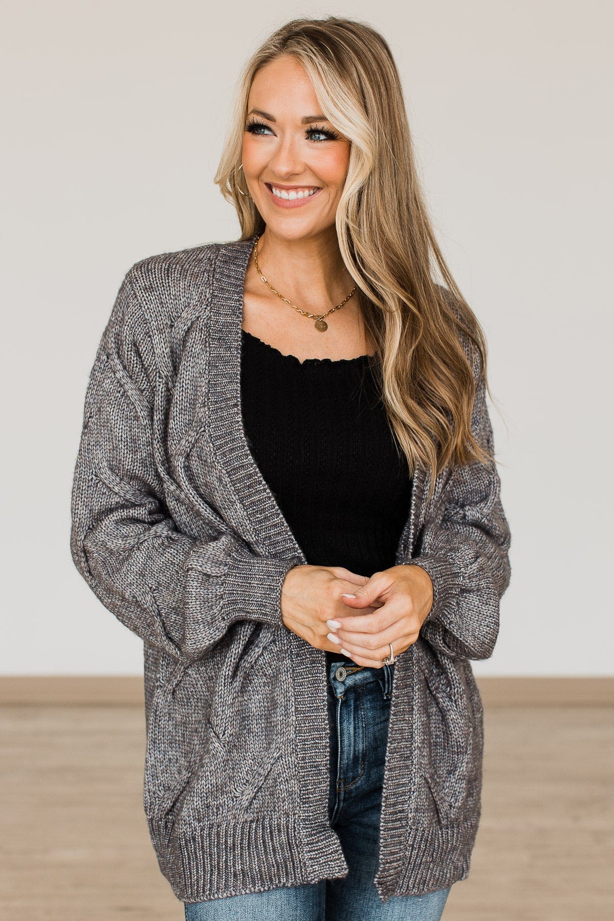 Make Your Own Path Knit Cardigan- Charcoal