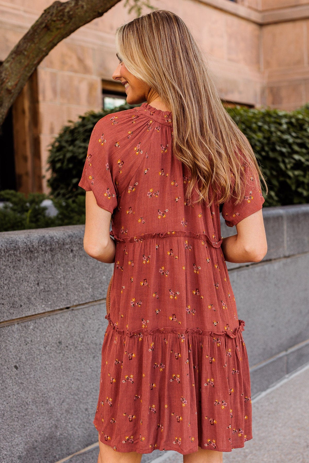 No Doubt About It Ruffled Mini Dress Rust The Pulse Boutique