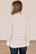 Grateful For You Striped Sweater- White & Copper
