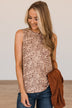 Yours Truly Leopard Print Tank Top- Light Mocha
