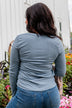 Rise To The Top Long Sleeve Henley Top- Denim Blue
