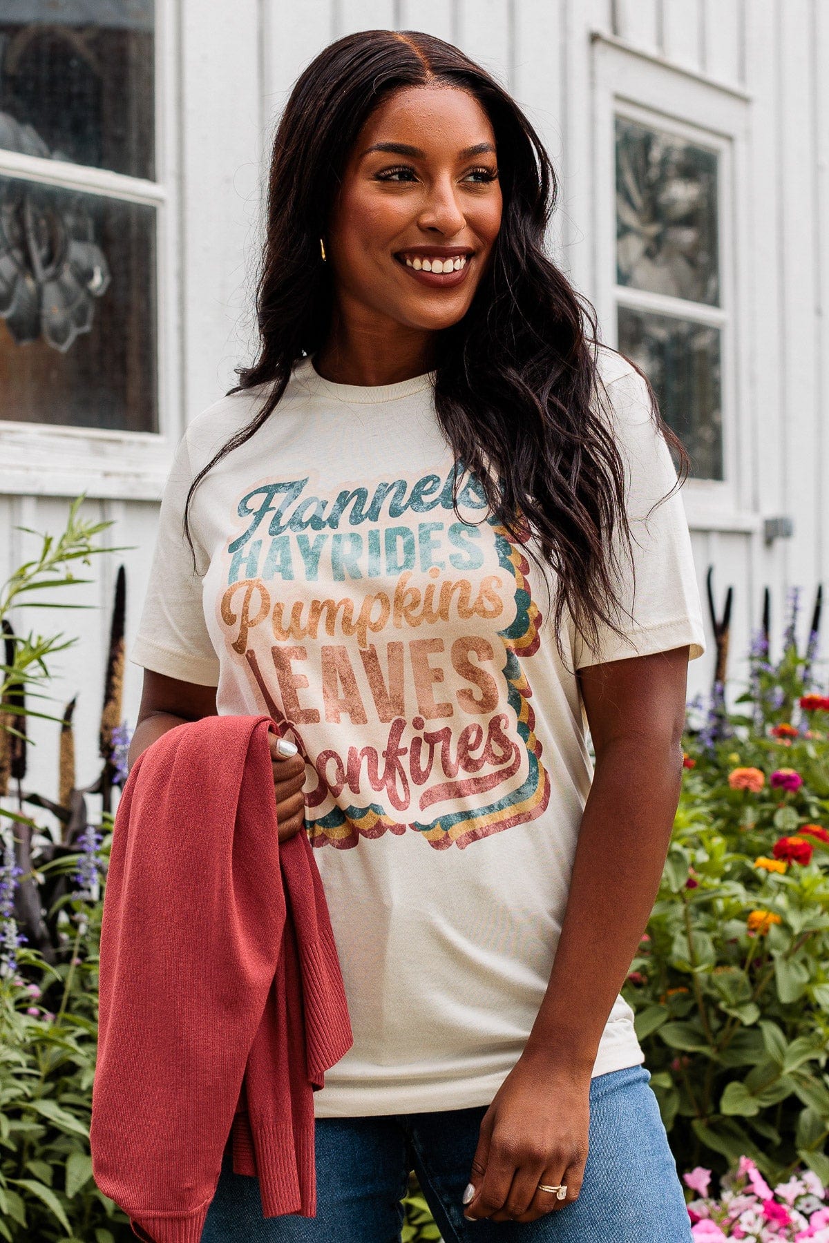 All The Fall Things Graphic Tee- Light Cream
