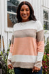 Unleash Your Shine Color Block Sweater- White, Mocha, & Pink