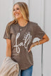 Greeting The Season "Hello Fall" Graphic Tee- Dark Mocha