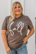 Greeting The Season "Hello Fall" Graphic Tee- Dark Mocha