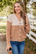 Keep Smiling Button Knit Cardigan- Cream & Dusty Clay