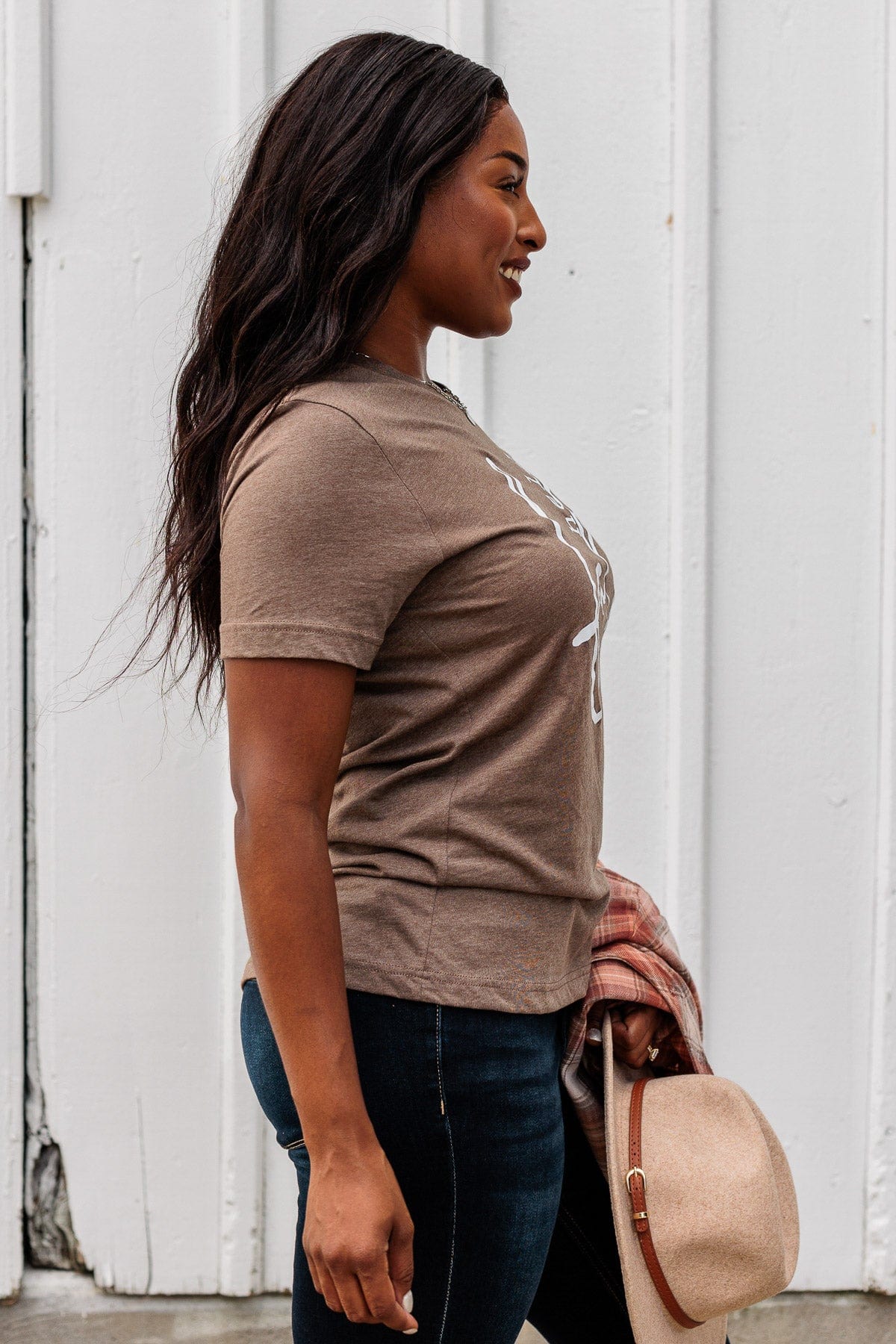 Greeting The Season "Hello Fall" Graphic Tee- Dark Mocha