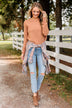 No Regrets Brushed Knit Sweater- Dusty Clay