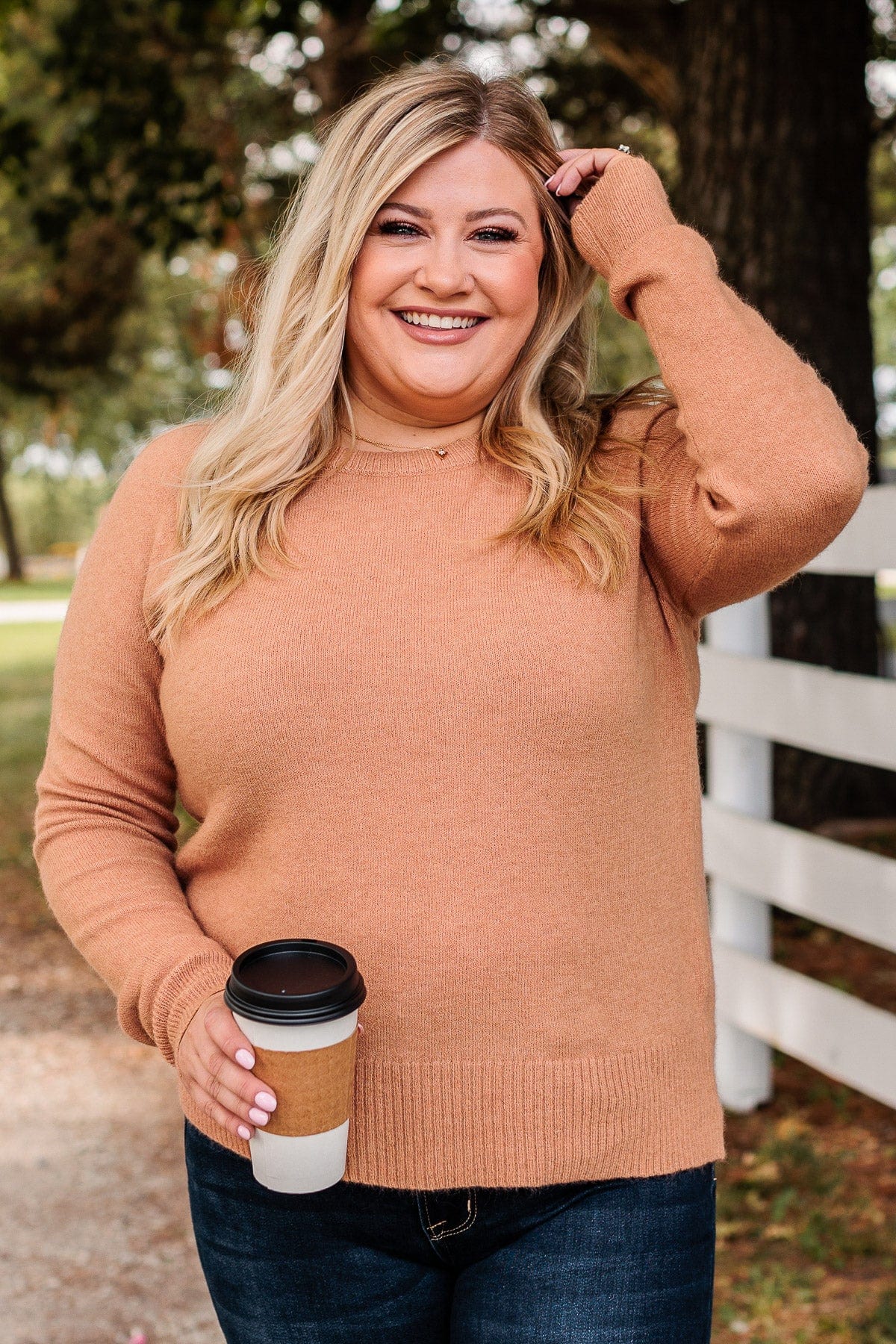 No Regrets Brushed Knit Sweater- Dusty Clay