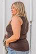 Bound To Be Beautiful Button Henley Tank Top- Brown