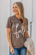 Greeting The Season "Hello Fall" Graphic Tee- Dark Mocha