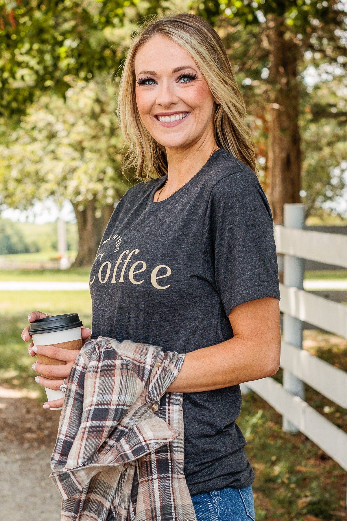 "Mama Needs Coffee" Graphic Tee- Dark Heather Grey