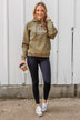"Happiness Begins With Sweater Weather" Hoodie- Olive