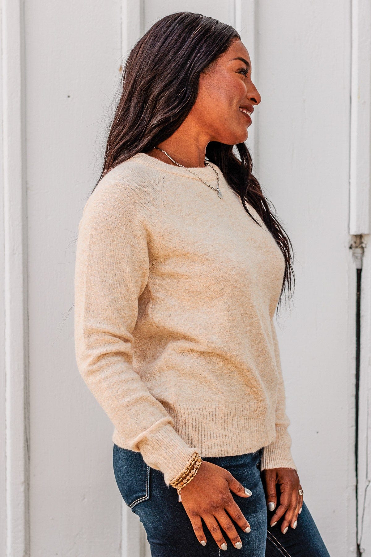 No Regrets Brushed Knit Sweater- Oatmeal