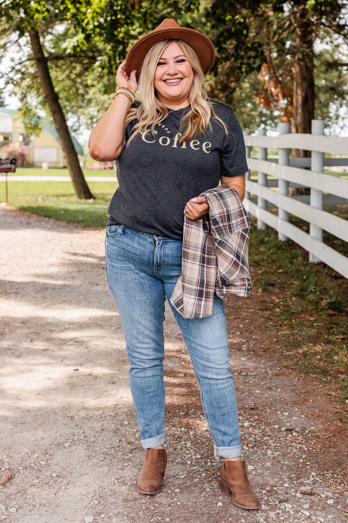 "Mama Needs Coffee" Graphic Tee- Dark Heather Grey