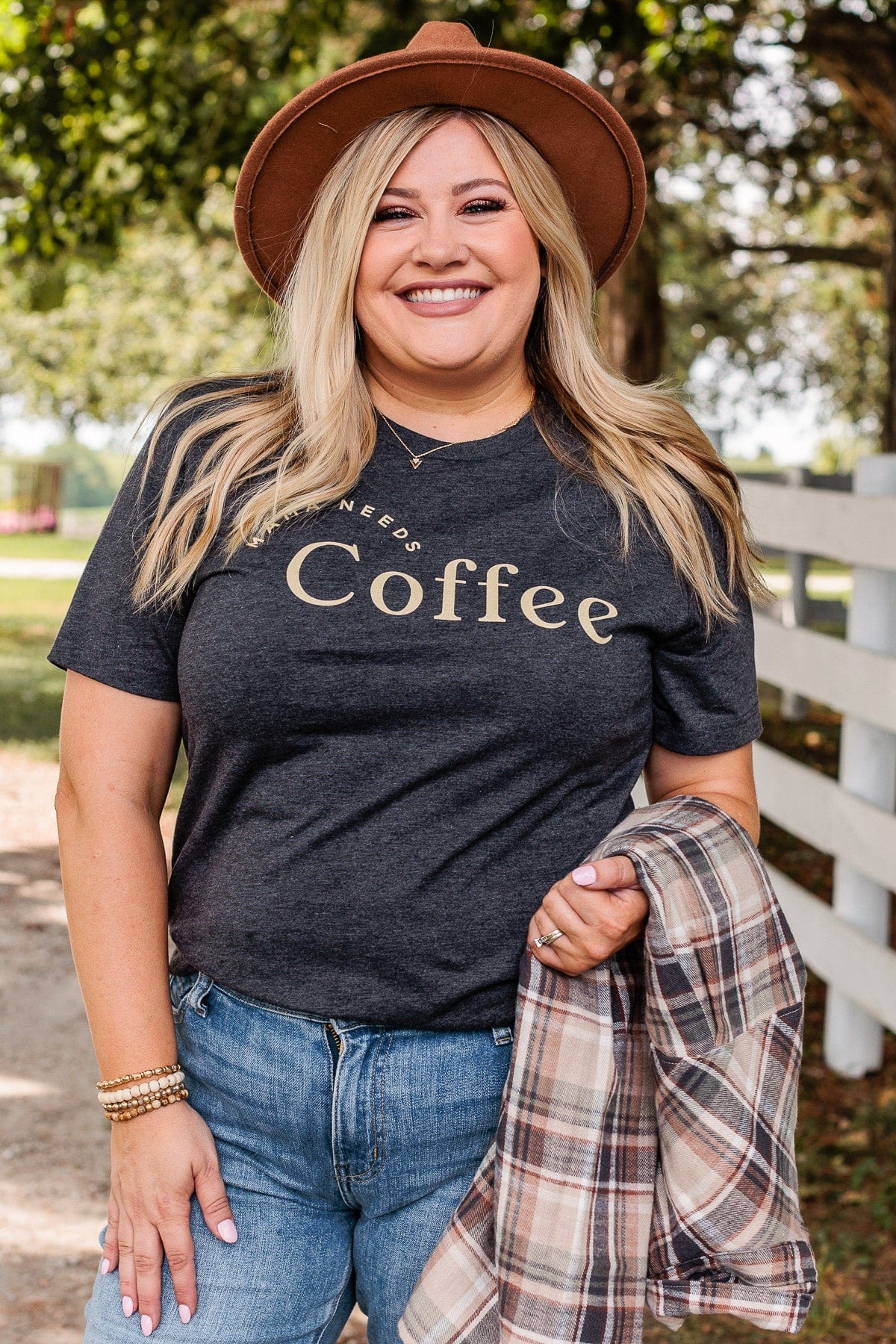"Mama Needs Coffee" Graphic Tee- Dark Heather Grey