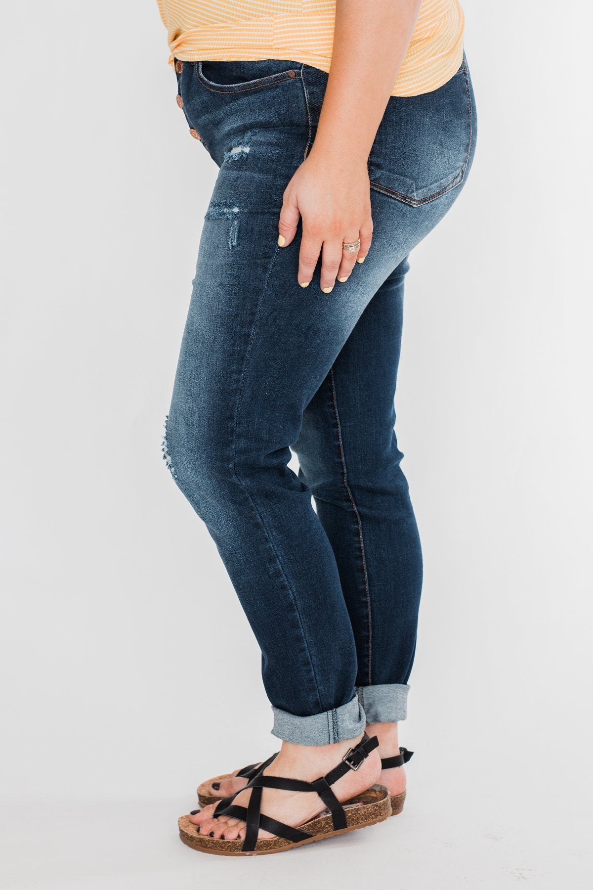 C'est Toi Distressed Button Fly Skinnies- Emily Wash