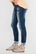 C'est Toi Distressed Button Fly Skinnies- Emily Wash