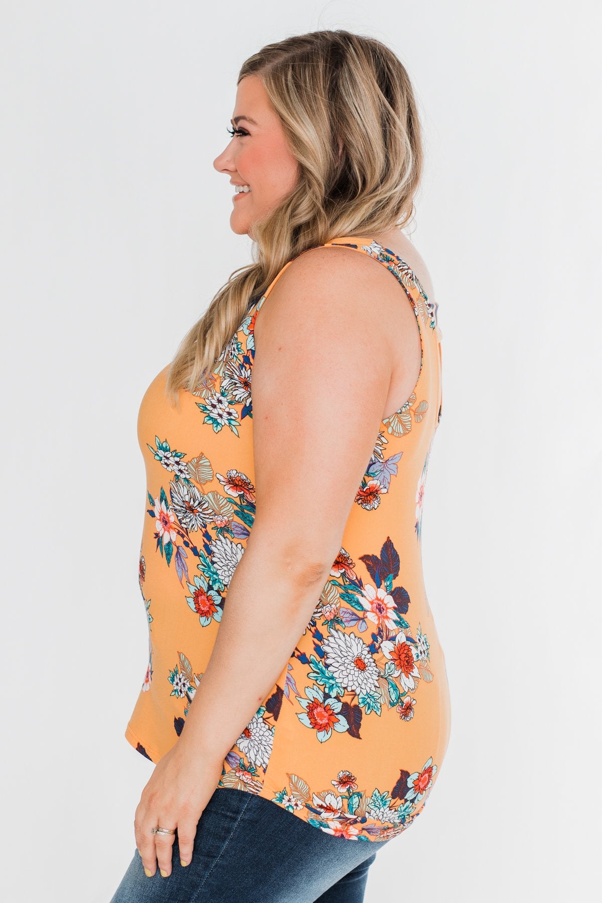 Waiting For You Floral Tank Top- Light Orange