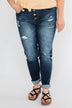 C'est Toi Distressed Button Fly Skinnies- Emily Wash