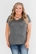 Meet Me Here Short Sleeve Top - Light Charcoal