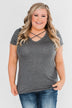 Meet Me Here Short Sleeve Top - Light Charcoal