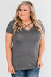 Meet Me Here Short Sleeve Top - Light Charcoal