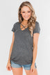 Meet Me Here Short Sleeve Top - Light Charcoal