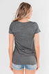 Meet Me Here Short Sleeve Top - Light Charcoal