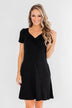 Simple Yet Elegant Short Sleeve Dress- Black