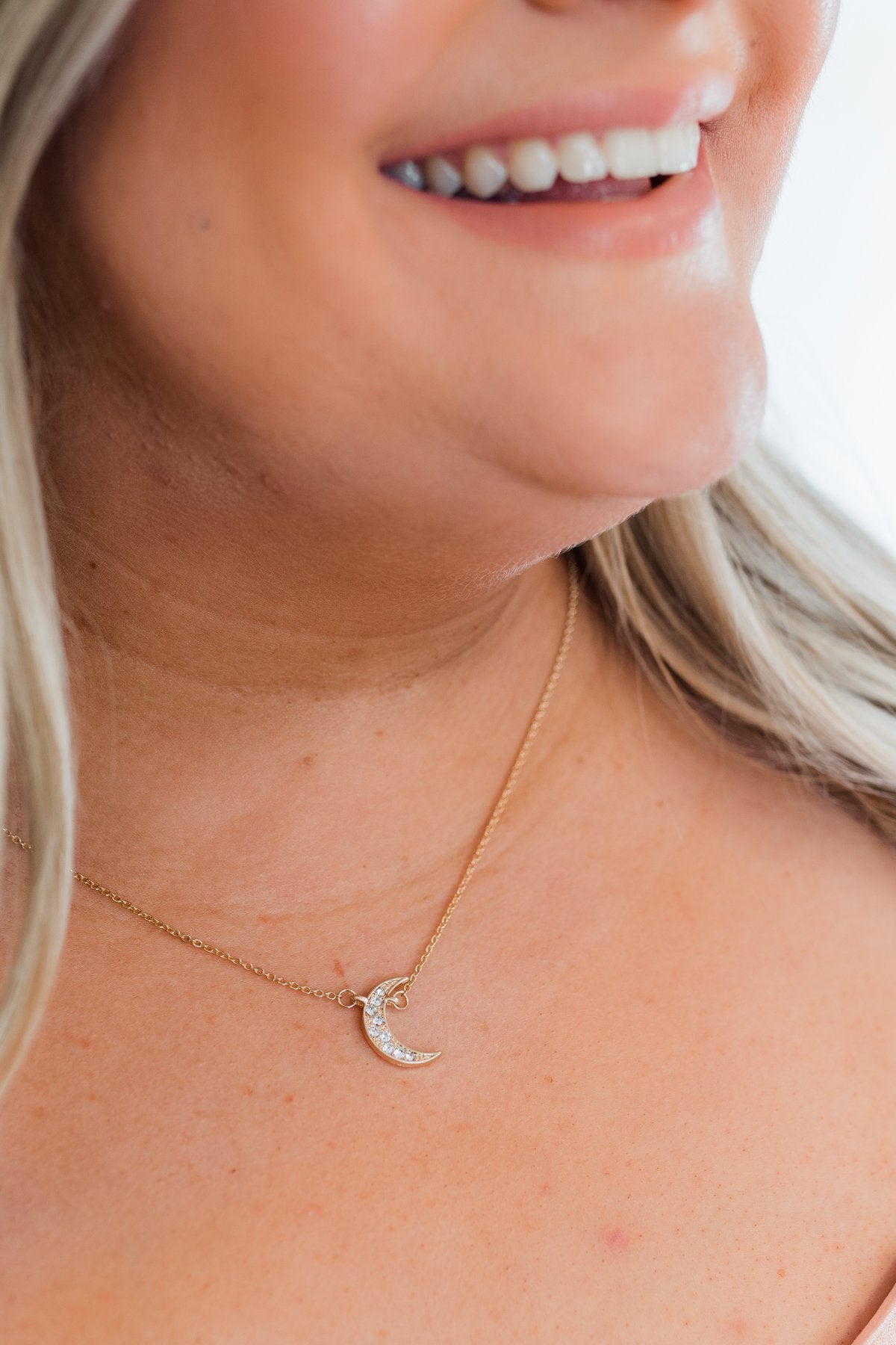 Adjustable Crescent Moon Necklace- Gold
