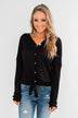Thermal Button Knot Top- Black