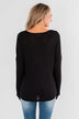 Thermal Button Knot Top- Black