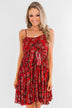 Saying Goodbye Floral Tie Dress- Red