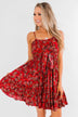 Saying Goodbye Floral Tie Dress- Red