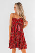 Saying Goodbye Floral Tie Dress- Red