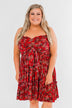 Saying Goodbye Floral Tie Dress- Red