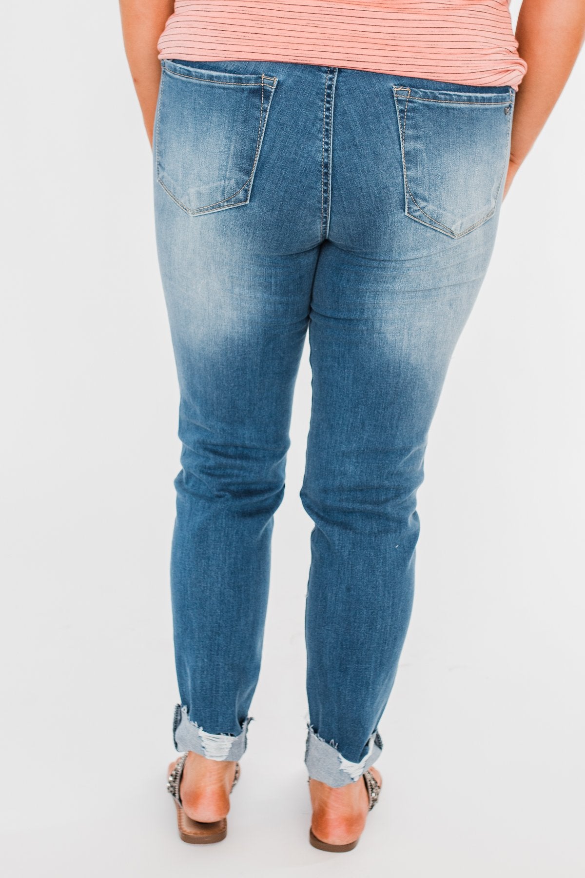 C'est Toi Distressed Button Fly Skinnies- Medium Emily Wash