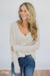 Back to You Thermal Button Top- Taupe