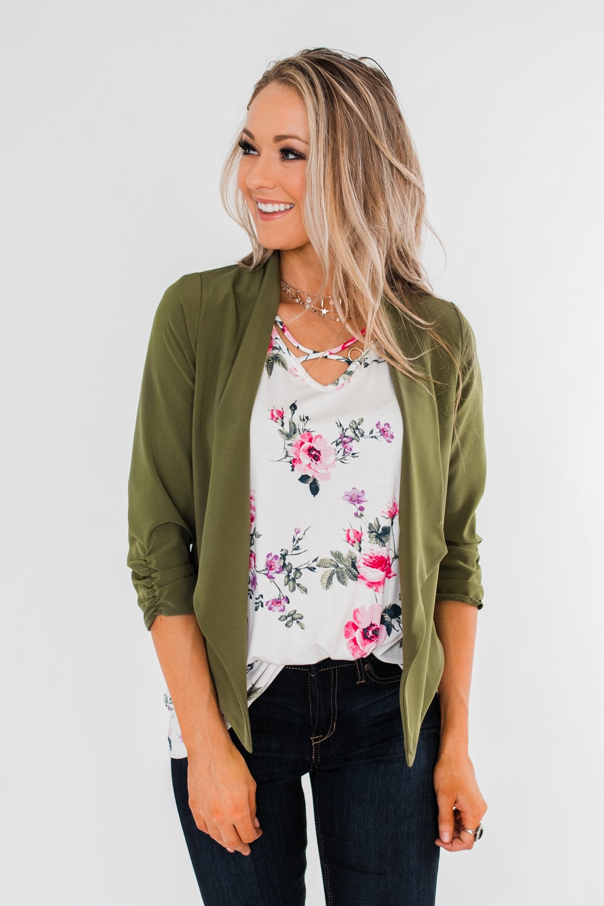 Pretty & Professional Blazer- Olive