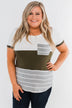 Right Here With Me Color Block Top- Ivory & Olive