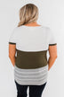 Right Here With Me Color Block Top- Ivory & Olive