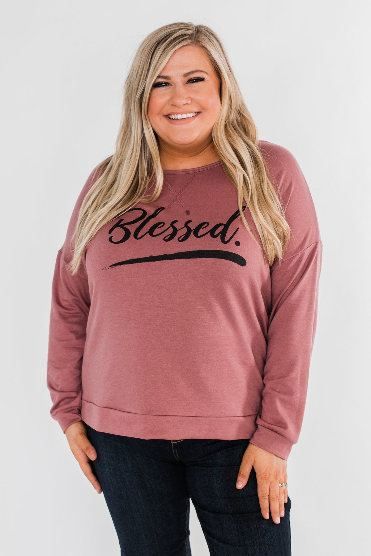 "Blessed" Crewneck Pullover- Clay